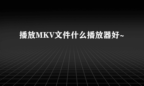 播放MKV文件什么播放器好~