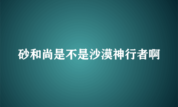 砂和尚是不是沙漠神行者啊