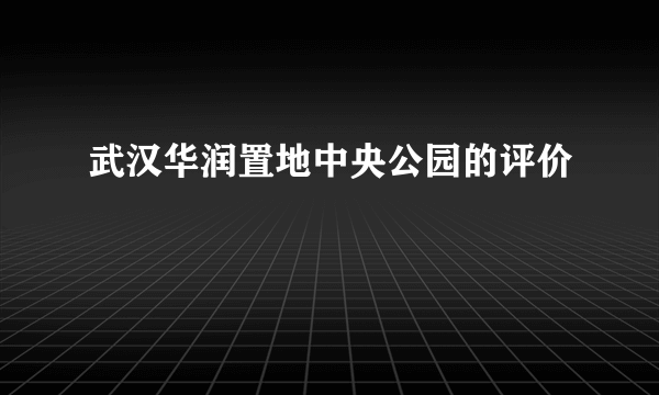 武汉华润置地中央公园的评价