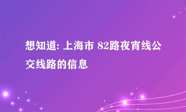 想知道: 上海市 82路夜宵线公交线路的信息