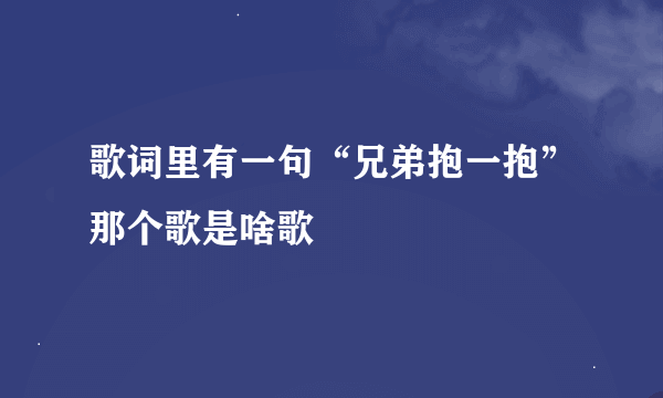 歌词里有一句“兄弟抱一抱”那个歌是啥歌