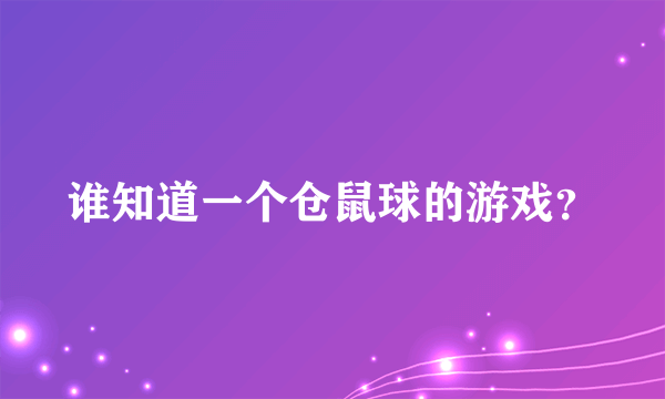 谁知道一个仓鼠球的游戏？