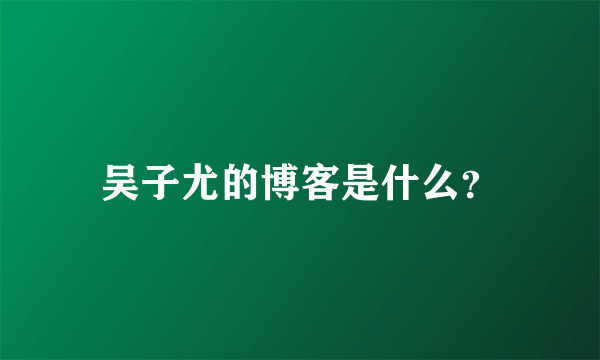 吴子尤的博客是什么？