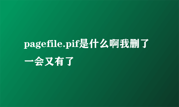 pagefile.pif是什么啊我删了一会又有了