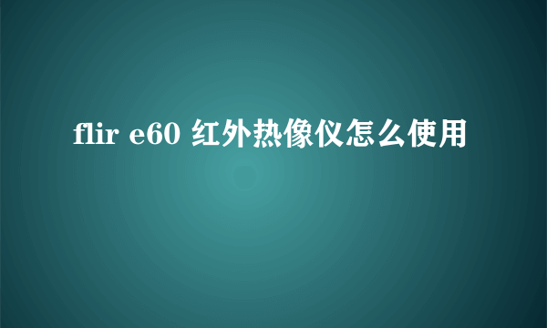 flir e60 红外热像仪怎么使用