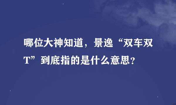 哪位大神知道，景逸“双车双T”到底指的是什么意思？