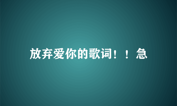 放弃爱你的歌词！！急