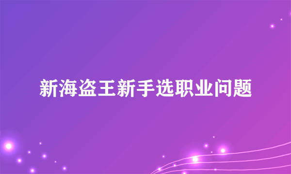 新海盗王新手选职业问题