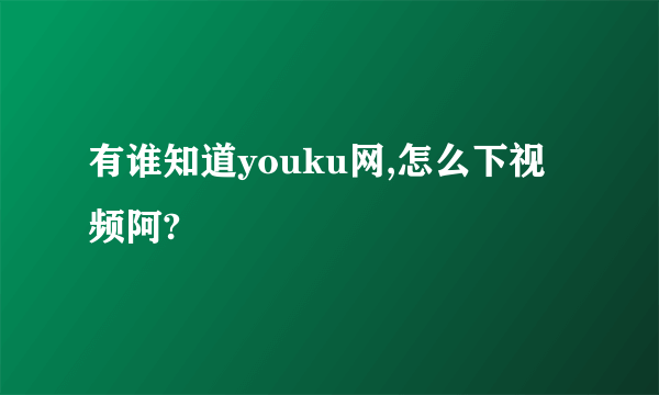 有谁知道youku网,怎么下视频阿?