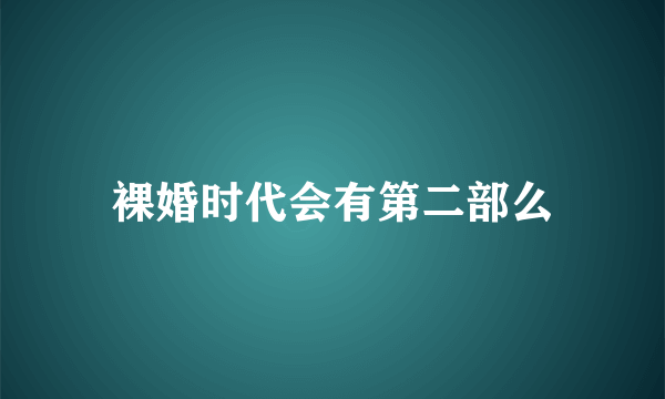 裸婚时代会有第二部么