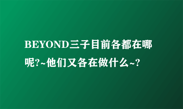 BEYOND三子目前各都在哪呢?~他们又各在做什么~?