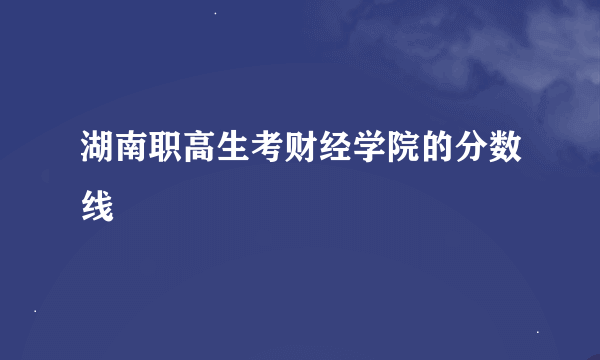 湖南职高生考财经学院的分数线