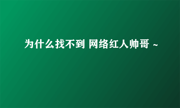 为什么找不到 网络红人帅哥 ~