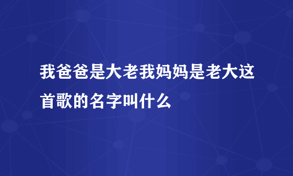 我爸爸是大老我妈妈是老大这首歌的名字叫什么