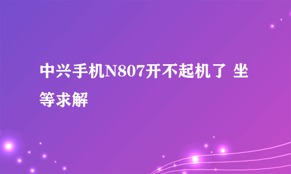 中兴手机N807开不起机了 坐等求解