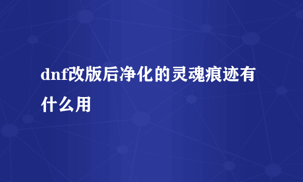 dnf改版后净化的灵魂痕迹有什么用