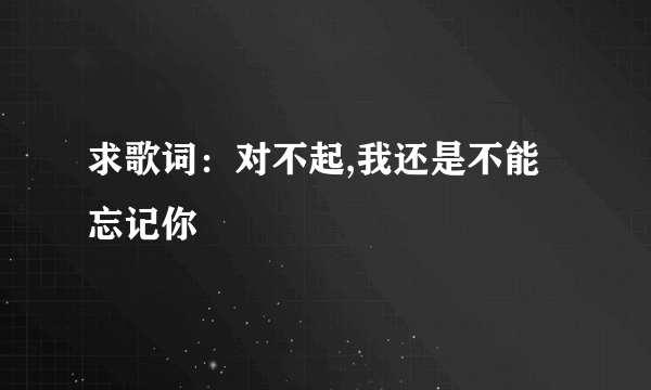 求歌词：对不起,我还是不能忘记你