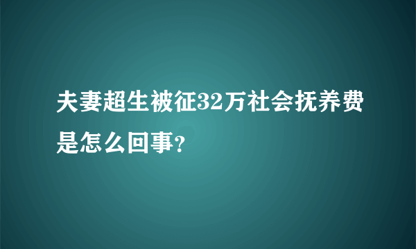 夫妻超生被征32万社会抚养费是怎么回事？