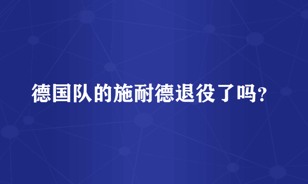 德国队的施耐德退役了吗？