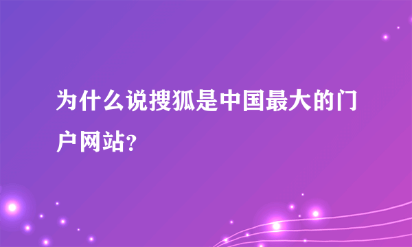 为什么说搜狐是中国最大的门户网站？