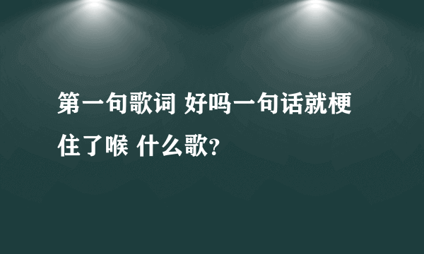 第一句歌词 好吗一句话就梗住了喉 什么歌？