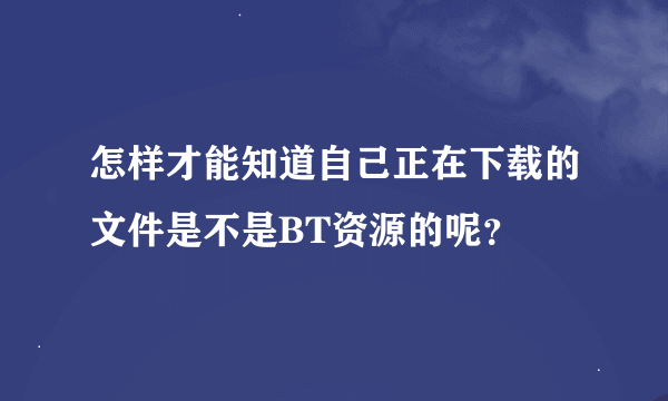 怎样才能知道自己正在下载的文件是不是BT资源的呢？