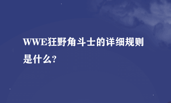 WWE狂野角斗士的详细规则是什么?