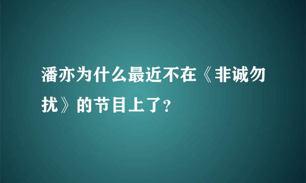 潘亦为什么最近不在《非诚勿扰》的节目上了？