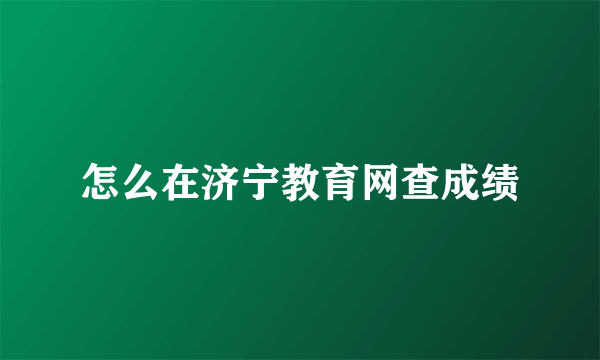 怎么在济宁教育网查成绩