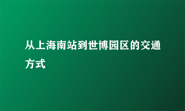 从上海南站到世博园区的交通方式