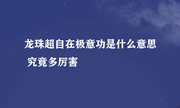 龙珠超自在极意功是什么意思 究竟多厉害