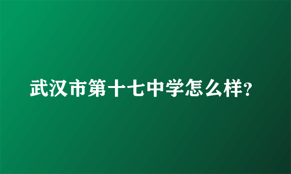 武汉市第十七中学怎么样？