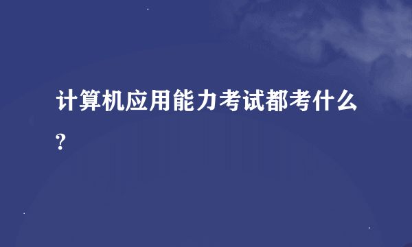 计算机应用能力考试都考什么?