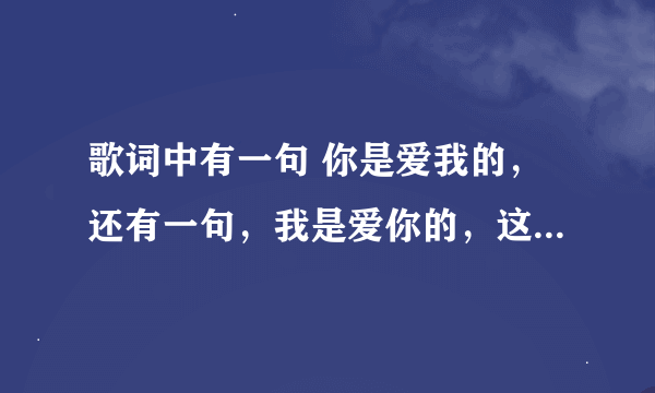 歌词中有一句 你是爱我的，还有一句，我是爱你的，这是什么歌？