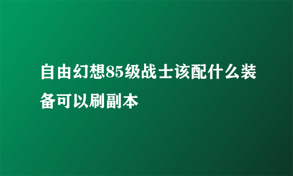 自由幻想85级战士该配什么装备可以刷副本