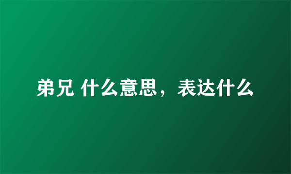 弟兄 什么意思，表达什么