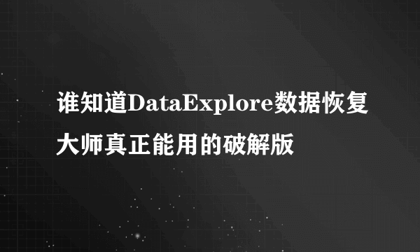 谁知道DataExplore数据恢复大师真正能用的破解版