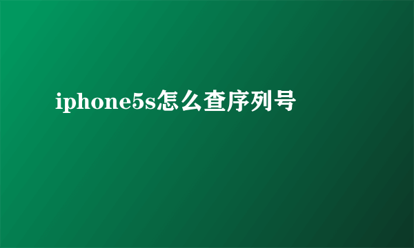 iphone5s怎么查序列号