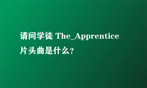 请问学徒 The_Apprentice 片头曲是什么？