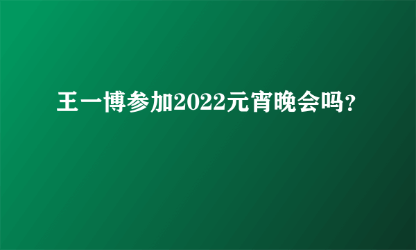 王一博参加2022元宵晚会吗？