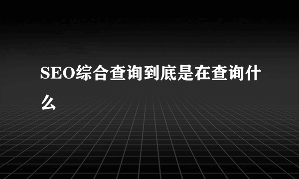 SEO综合查询到底是在查询什么