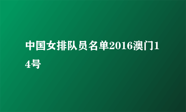 中国女排队员名单2016澳门14号