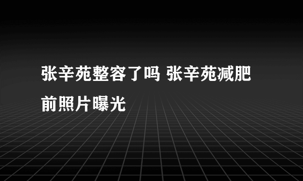 张辛苑整容了吗 张辛苑减肥前照片曝光