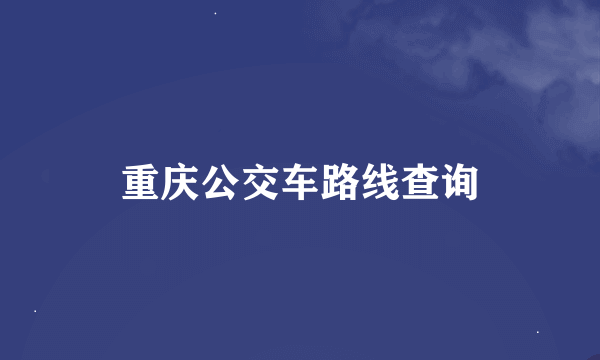 重庆公交车路线查询