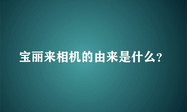 宝丽来相机的由来是什么？