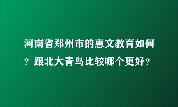 河南省郑州市的惠文教育如何？跟北大青鸟比较哪个更好？