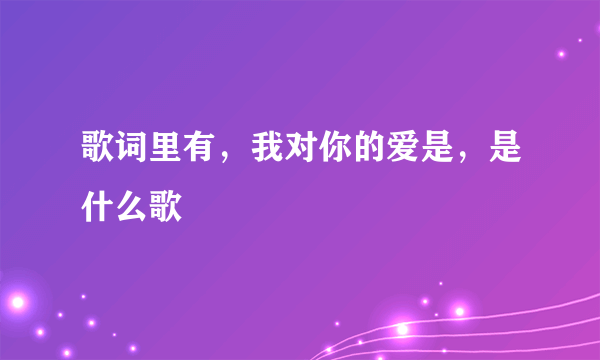 歌词里有，我对你的爱是，是什么歌