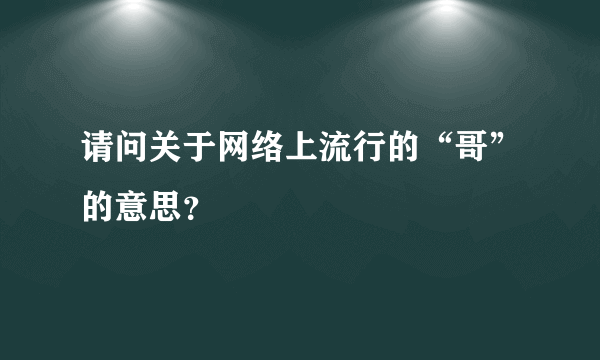 请问关于网络上流行的“哥”的意思？