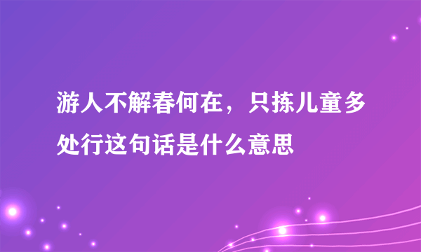 游人不解春何在，只拣儿童多处行这句话是什么意思