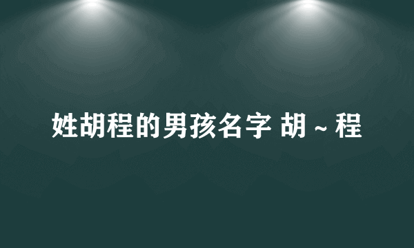 姓胡程的男孩名字 胡～程